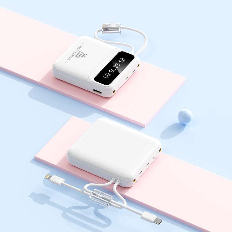 Bærbar powerbank med integrert ladekabel og digitalt display Skanto