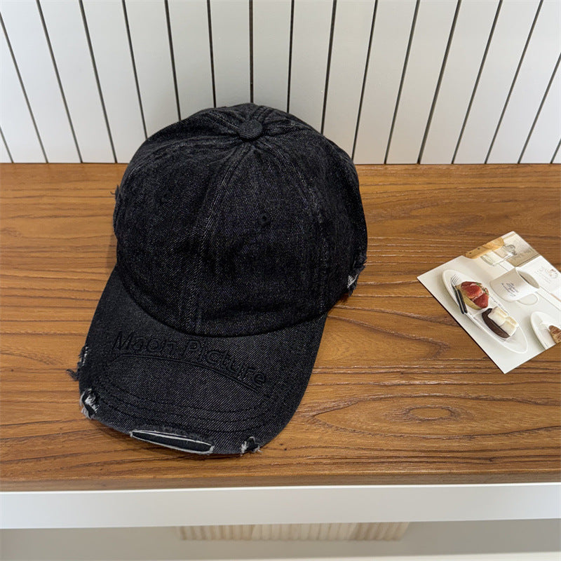 Kvinne's Slitt Denim Baseball Cap Skanto 1783922478