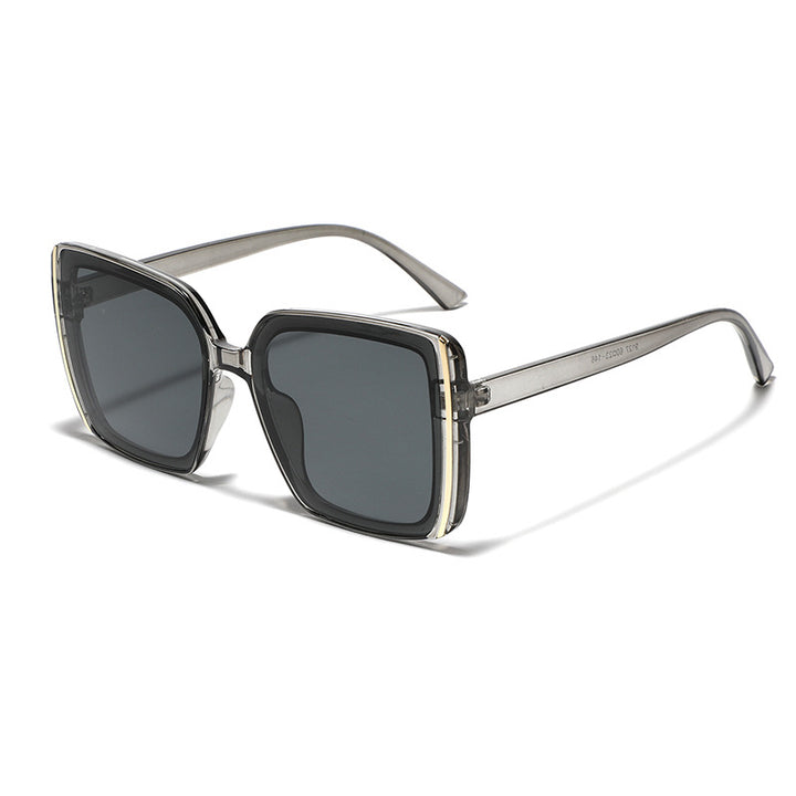 Dame oversized Designer-solbrille med unik ramme Skanto
