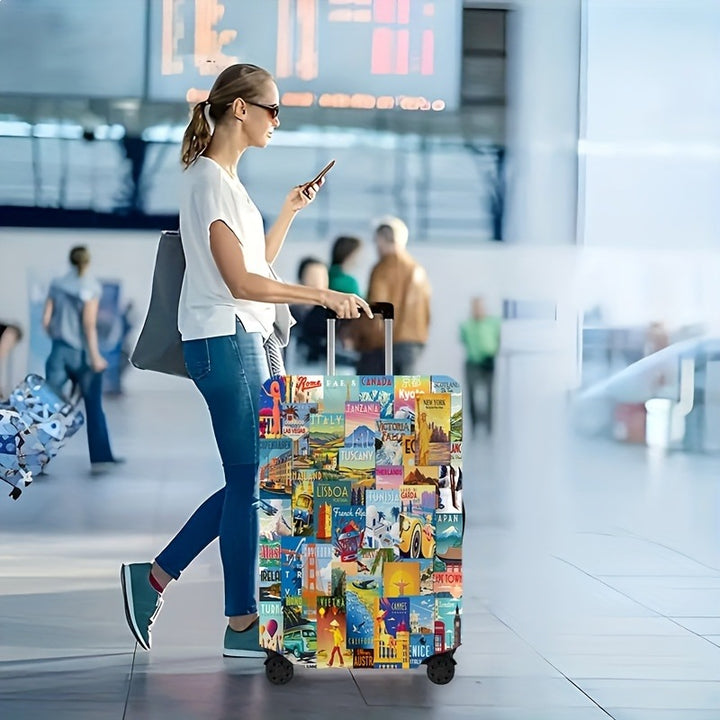 Dame hard skall koffert med kreativ reise motiv Skanto