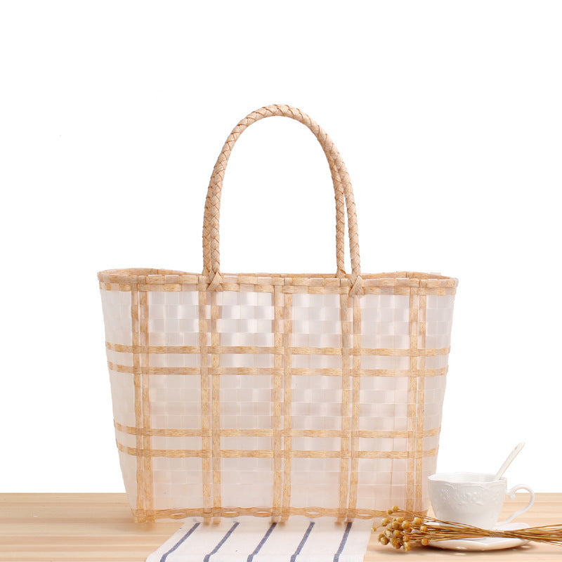Tote bag with transparent window and braided handles Skanto