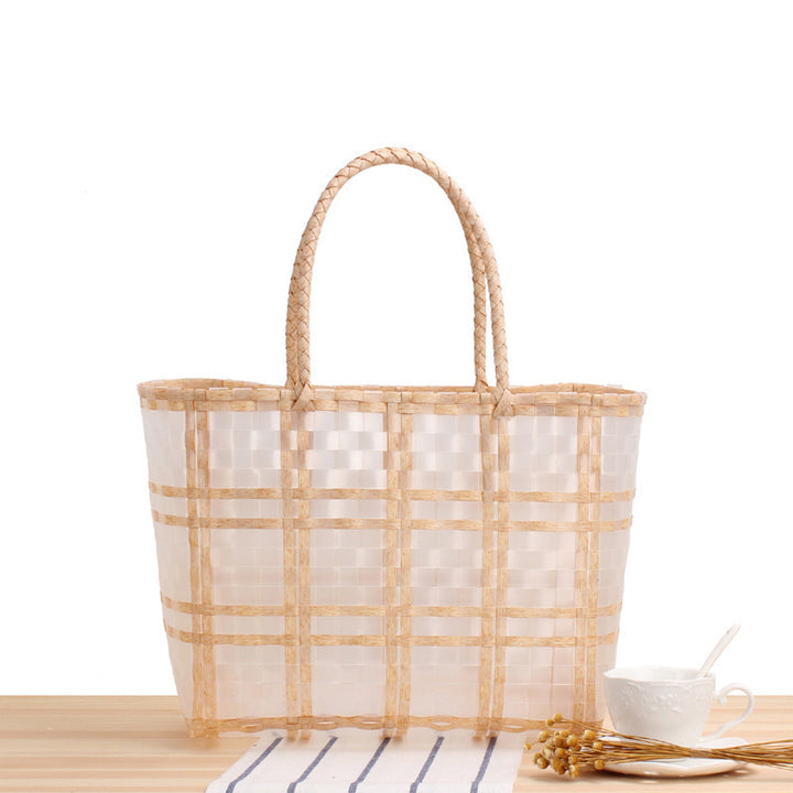 Tote bag with transparent window and braided handles Skanto