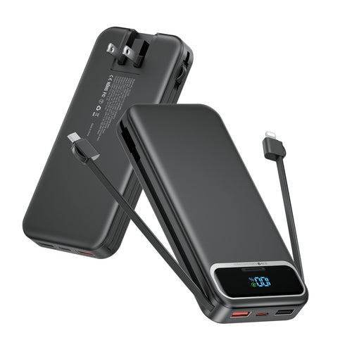 Powerbank med innebygd batterilader og LCD-skjerm Skanto