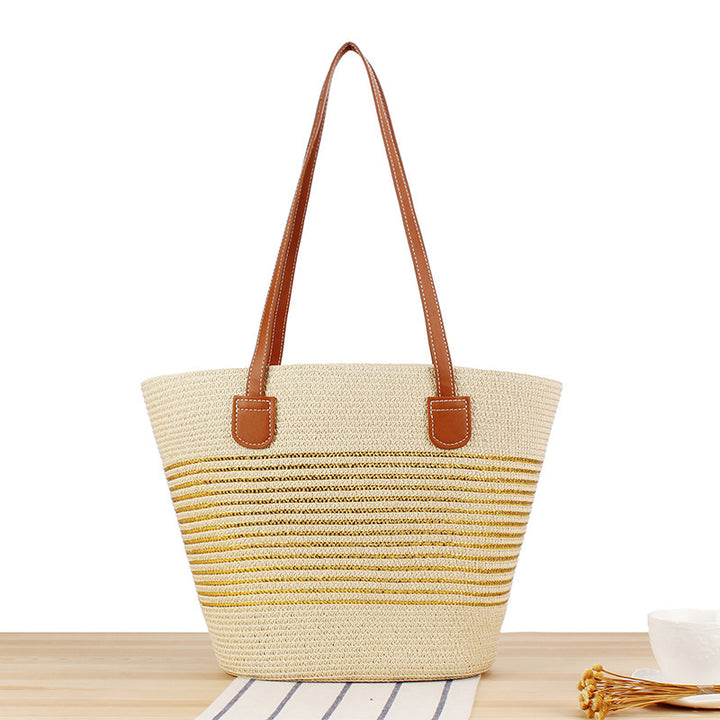 Straw Bag in Modern Stripe Design Skanto