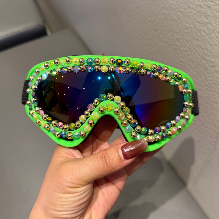 Dame skibrille med glitrende krystallramme Skanto