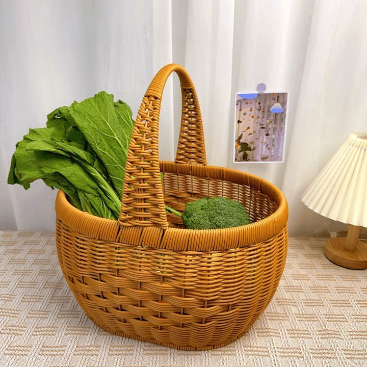 Dame Håndlaget Rattan Handlekurv Skanto