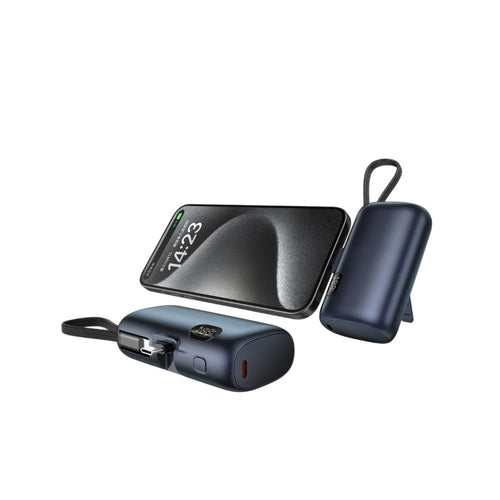 Bærbar Powerbank med digital effektindikator og multifunksjonskabel Skanto
