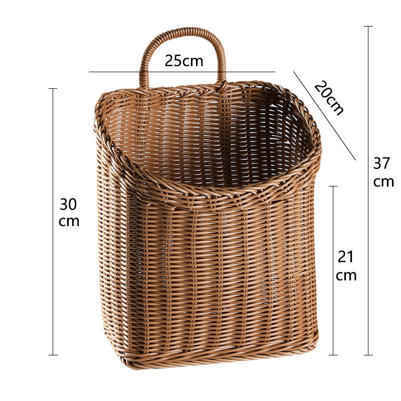 Dame Håndlaget Rattan Oppbevaringskurv med Håndtak Skanto
