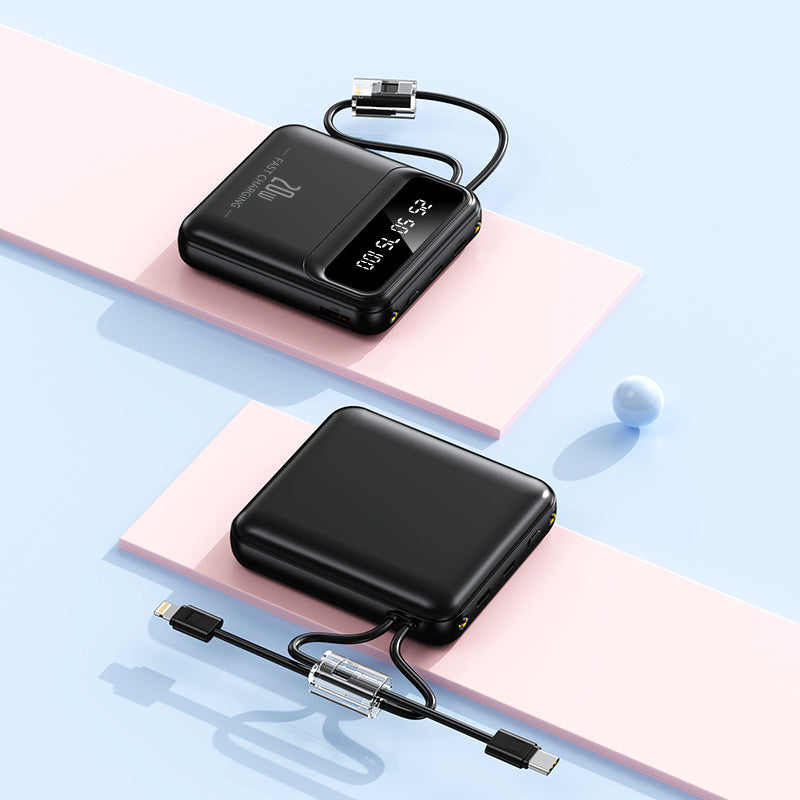 Bærbar powerbank med integrert ladekabel og digitalt display Skanto