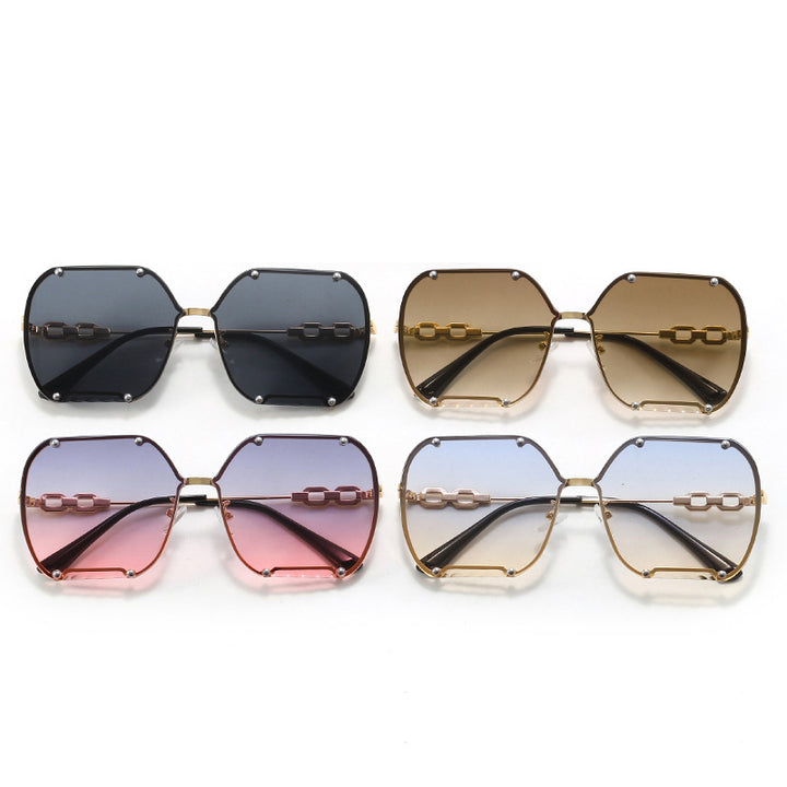 Dame elegant sekskantet designer-solbrille med luksuriøse aksenter Skanto