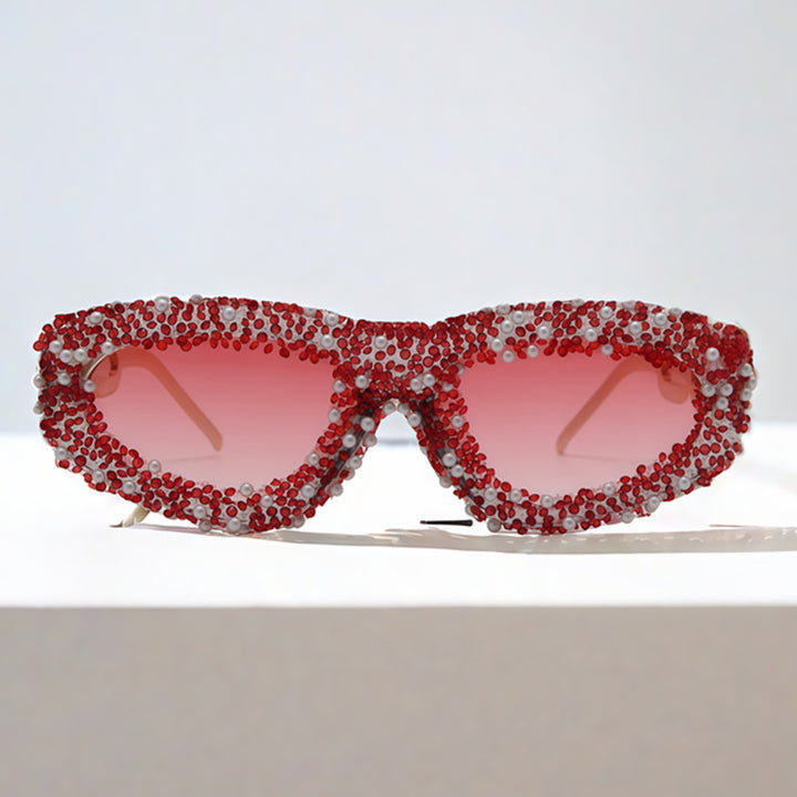 Dame Glamorøs solbrille med dekorert ramme Skanto
