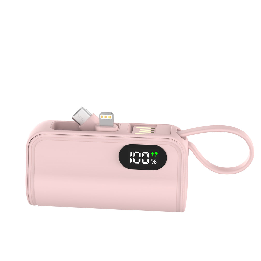 Bærbar Powerbank med integrert ladekabel og digital kapasitetsindikator Skanto