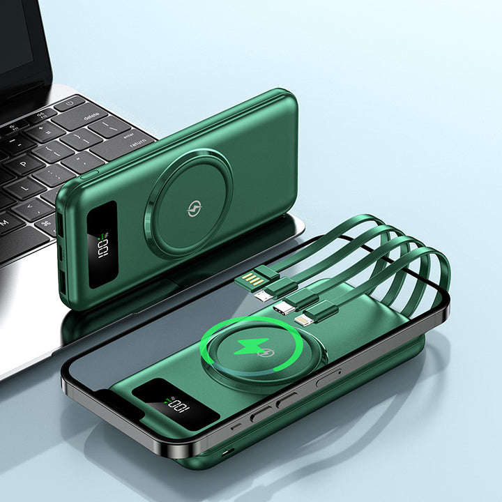 Bærbar Powerbank med integrert Qi-ladefunksjon og digital visning Skanto