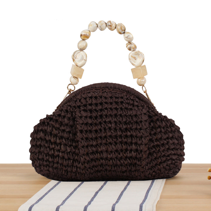 Stylish handbag with colorful beaded handle Skanto