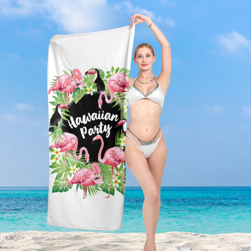 elegant og funksjonelt strandhåndkle med tropisk flamingo-design Skanto