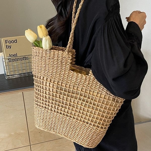 Stripete Bast-veske Skanto
