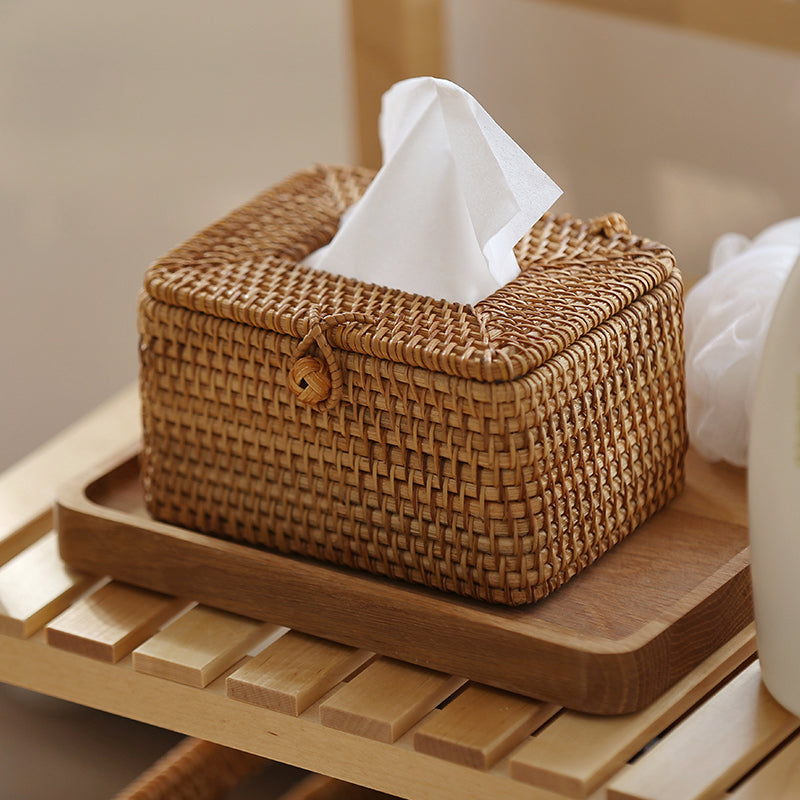 WillowNest Rattan Tissue Box Håndvevd Naturlig Eleganse | Skanto