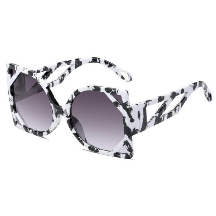 Dame geometrisk solbrille med eksklusiv design og UV-beskyttelse Skanto