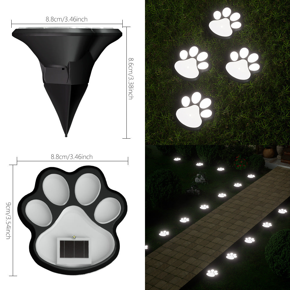 Paw Print Solenergi Hagebane Stake Lys Med Integrert Panel Og Bakke Spike Montering Skanto