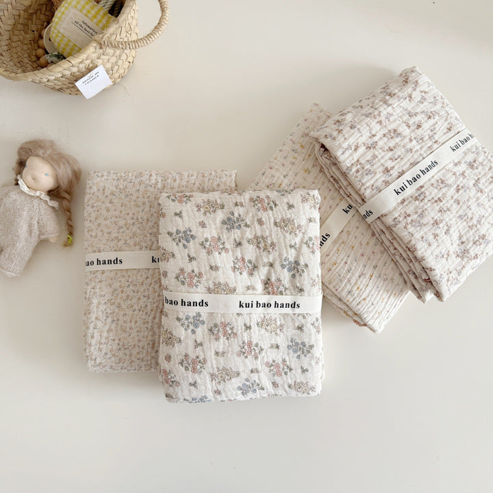 Unisex Cozy Muslin Teppet med Delikat Blomster Mønster Skanto
