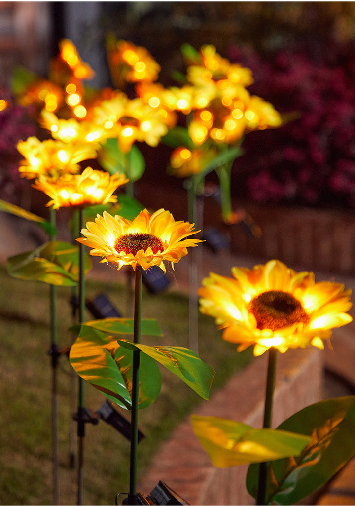 Solcel-Drevet Dekorativ Solsikke Hage Stake Med Multi-Bloom LED Vanntett Panel Skanto