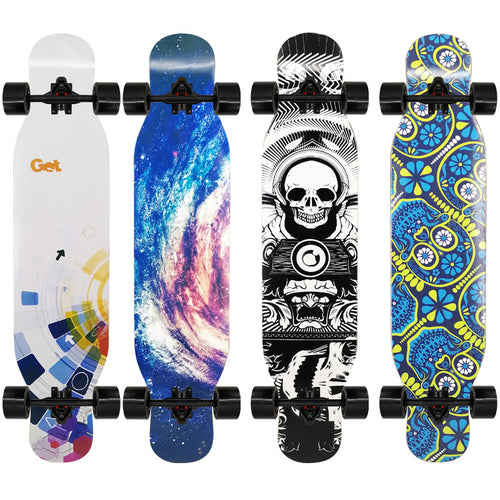 Kunstnerisk løveprydet longboard Skanto