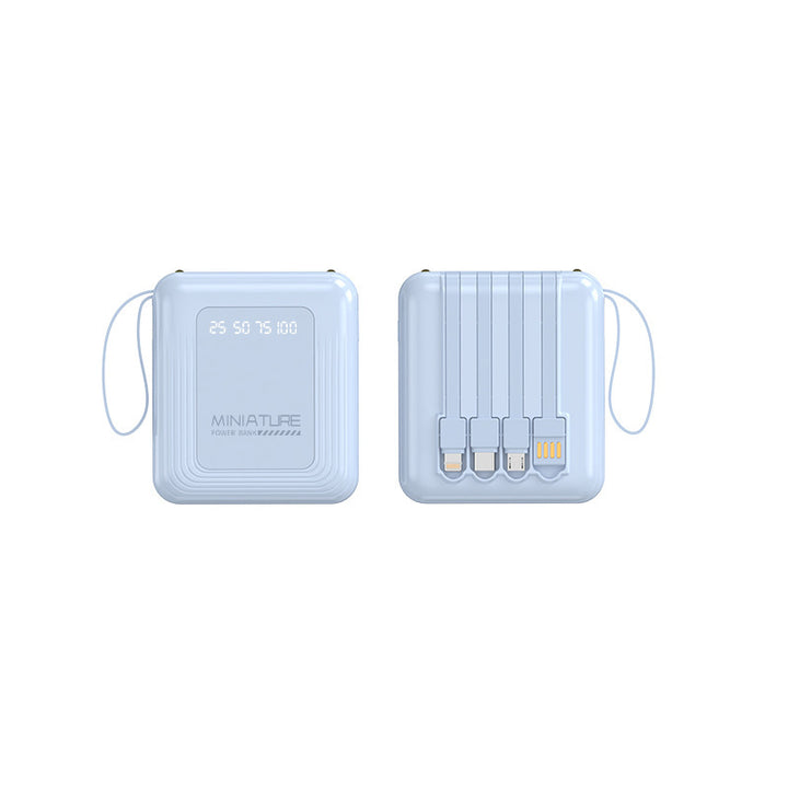 Kompakt powerbank med integrert kabel og digital ladeindikator Skanto