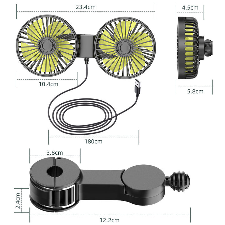 Unisex Dual-Head Portable USB Desktop Fan Skanto