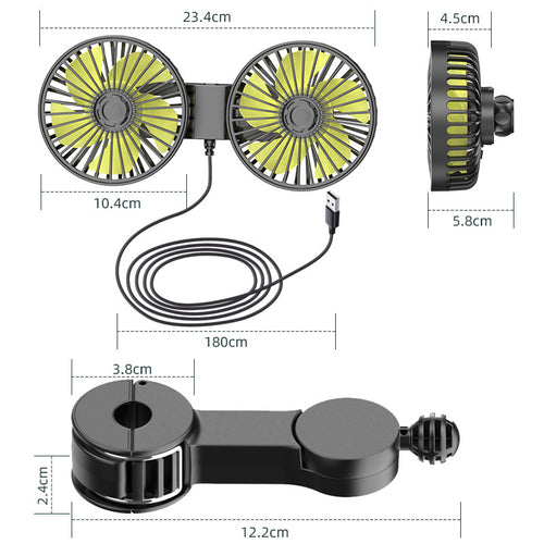 Unisex Dual-Head Portable USB Desktop Fan Skanto