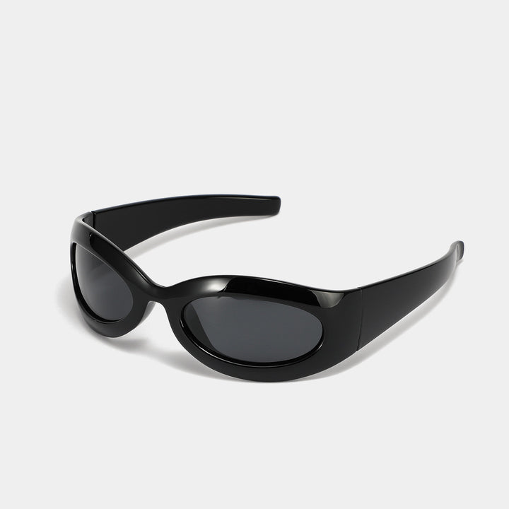 Dame modische retro solbrille i trendy oval design Skanto