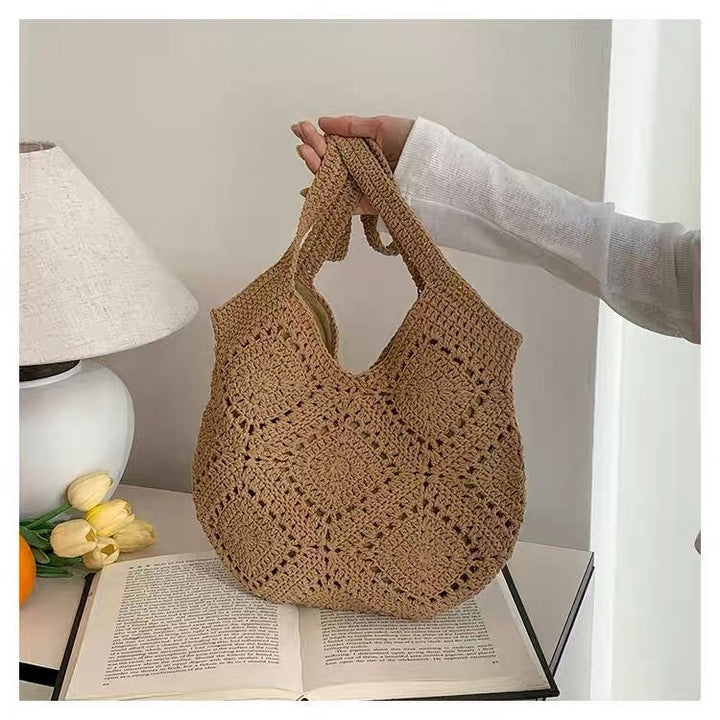 Håndknyttede crossover veske med blomster motiver Skanto