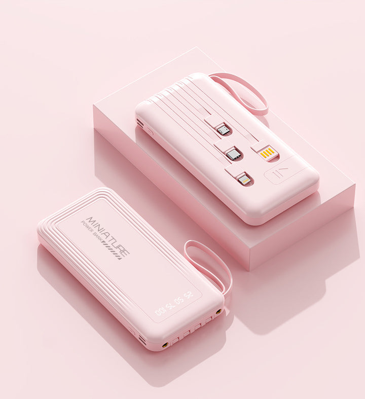 Kompakt powerbank med integrerte kabler og digital ladeindikator Skanto