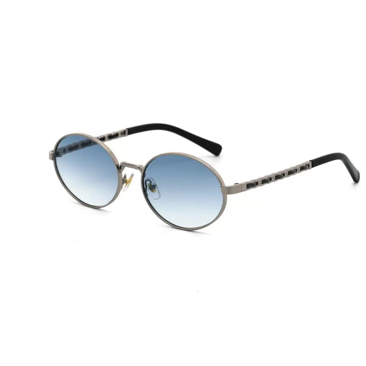 Dame elegant rund solbrille med luksuriøs ramme og komfortable stenger Skanto