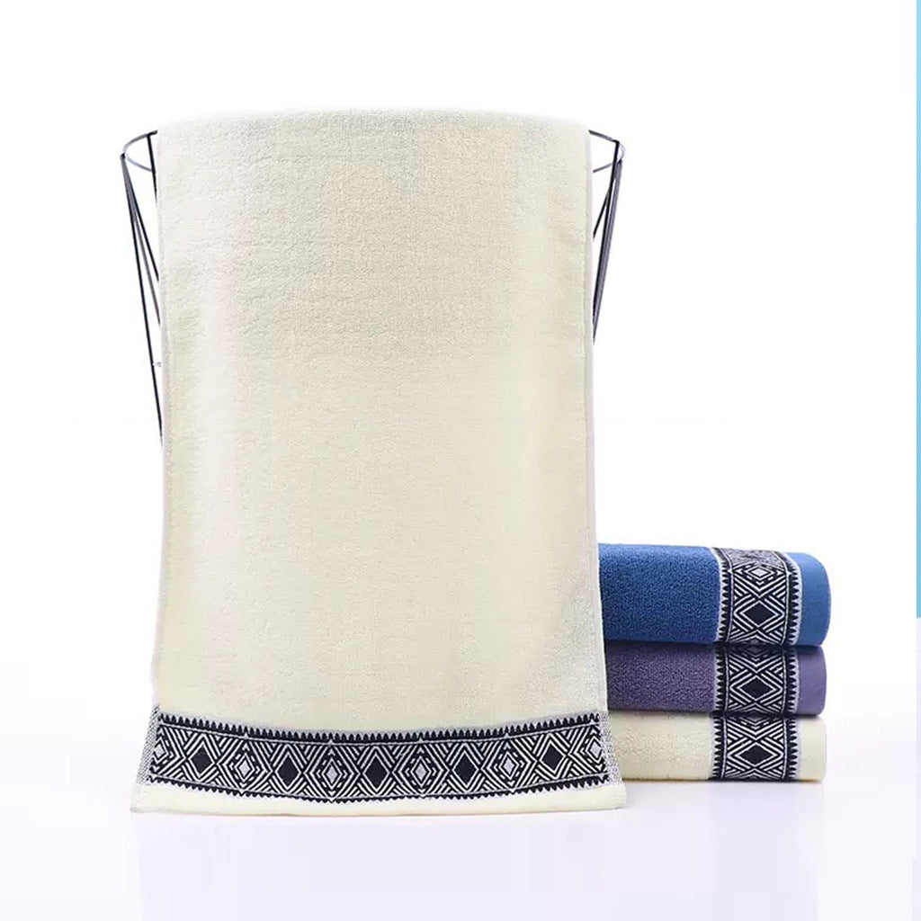 Frottee Håndklærsett Med Elegant Geometrisk Bånd Skanto