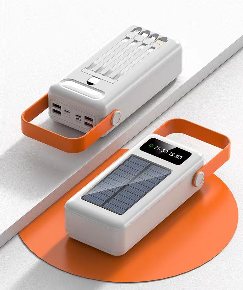 Solcelledet powerbank med integrerte ladekabler Skanto