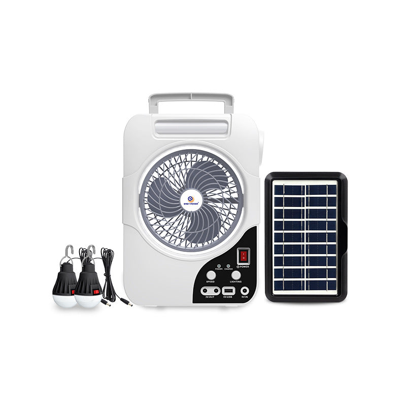 Unisex nan bærbart sol ventilasjonsanlegg med integrert batteri, LED-lamper og USB-kontakt Skanto