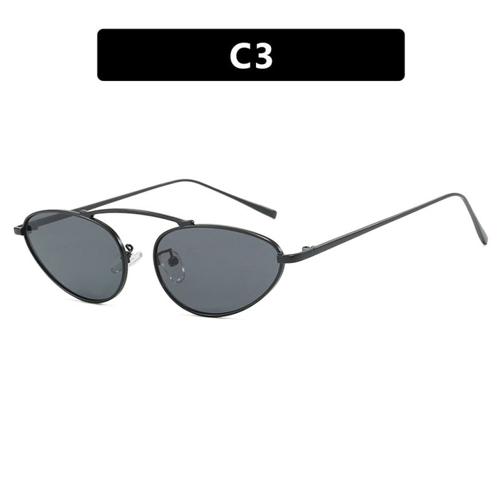 Dame trendy Cat-Eye solbriller med smal metallramme Skanto