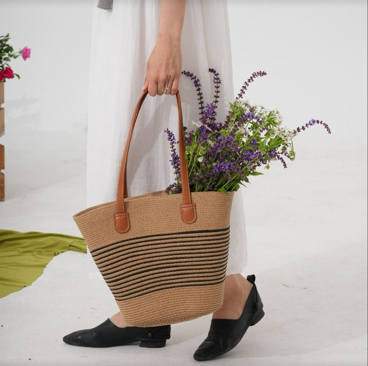 Stroh handlebag med strukturerte aksenter Skanto