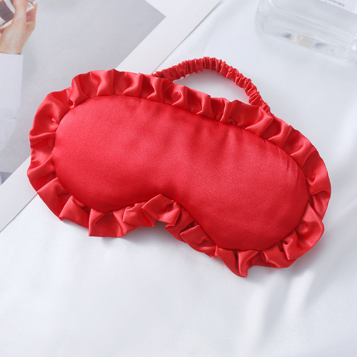 Dame nan satin-glinsende øyemaske med ergonomisk kontur, volangkant og myk polstring Skanto