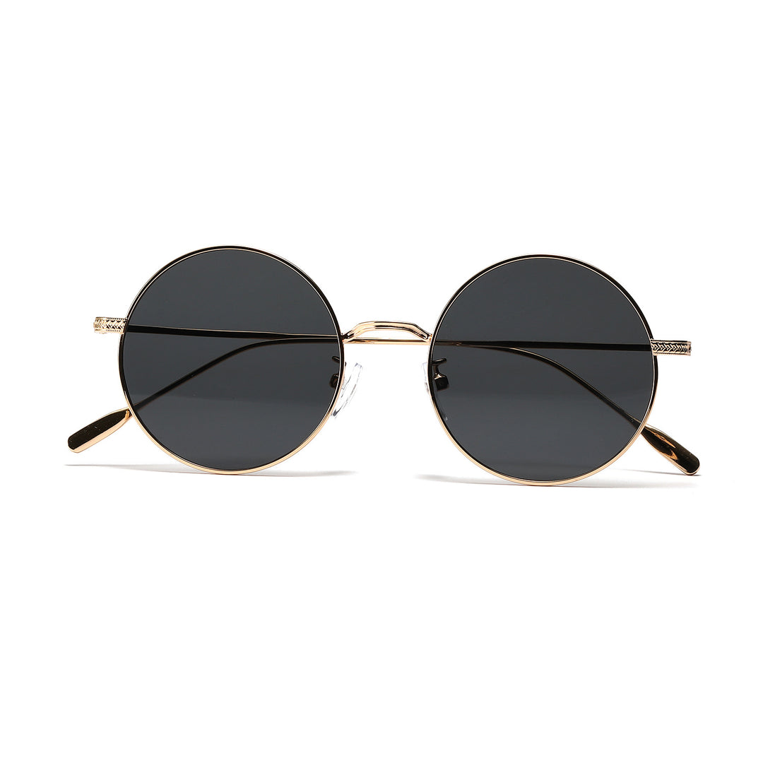 Dame rund moteriktig solbrille med glamorøs ramme Skanto