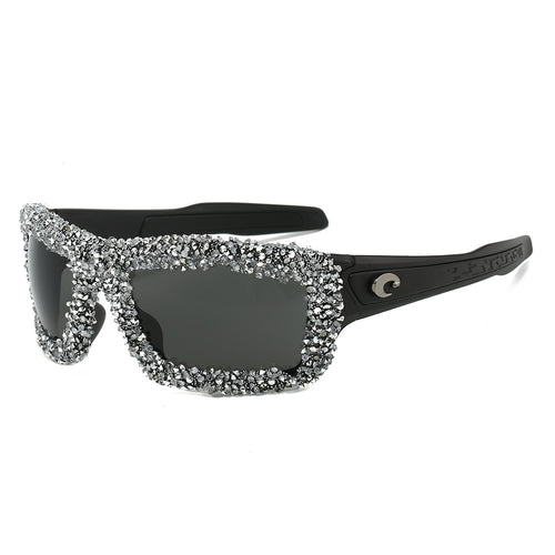 Damer Sportslig Solbrille med glitrende Strassramme Skanto