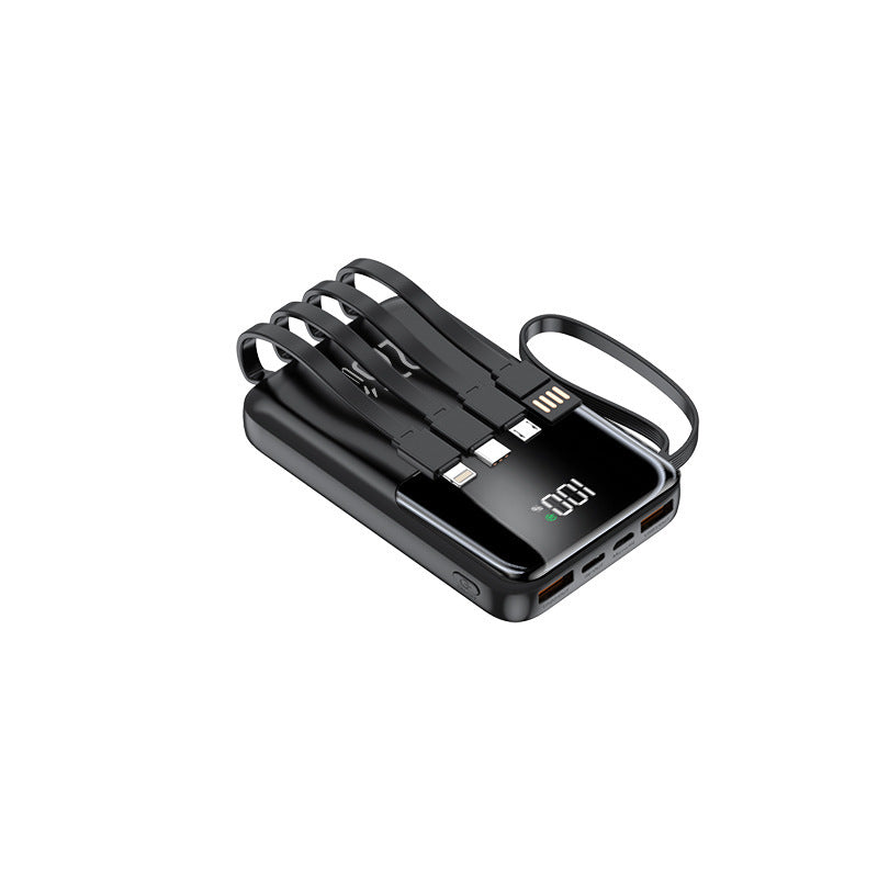Bærbar Powerbank med flere innebygde ladekabler og digital skjerm Skanto