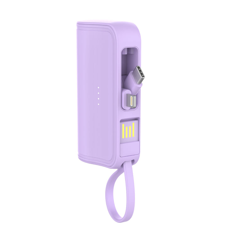 Bærbar Powerbank med integrert ladekabel og digital kapasitetsindikator Skanto