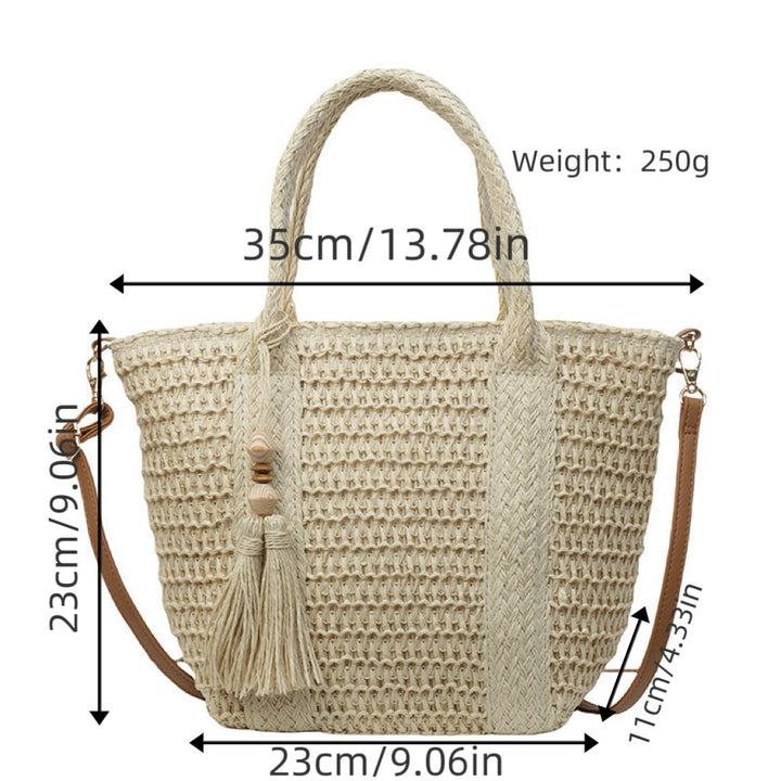 Flettet tote bag med dusker og skinn detaljer Skanto