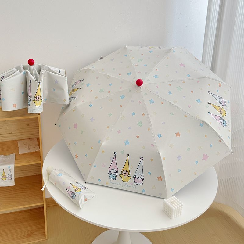 Dame Faltregn Umbrella med lekent familie motiv Skanto