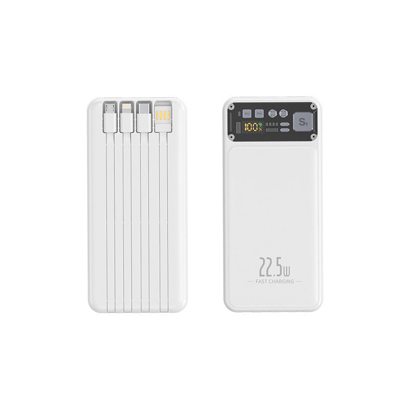 Powerbank med integrert kabelsystem og digital ladevisning Skanto