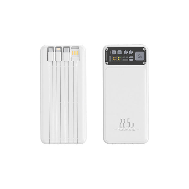 Powerbank med integrert kabelsystem og digital ladevisning Skanto