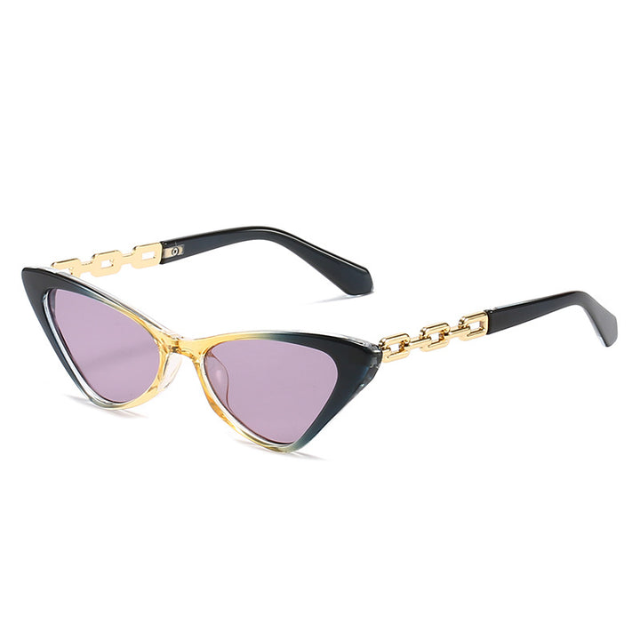 Dame Cat-Eye solbriller med stilige kjedeaksenter Skanto