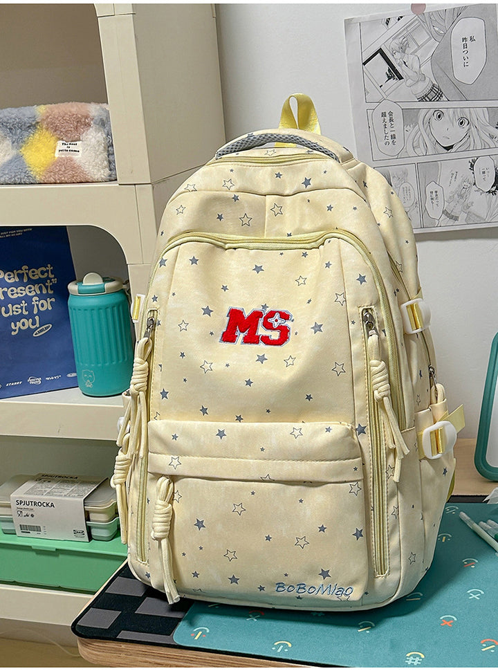 Hverdags Star Print Multi-Compartment Skole Ryggsekk