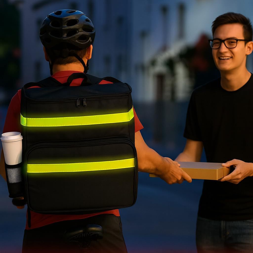Dame Isolert Pizza-leveringstaske med drikkeholdere og reflekterende elementer Skanto